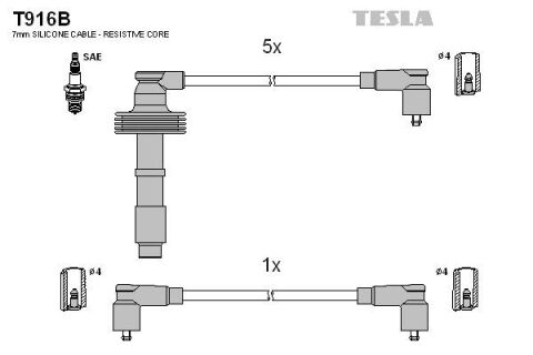 Кабель зажигания к-кт TESLA Safrane II 96-00 2,5 20V, Volvo 91-02 850,S70,V70 2,0