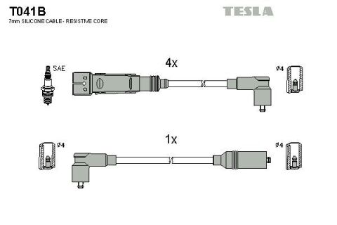 Кабель зажигания к-кт TESLA Skoda Octavia 96-00 1,6 AEE