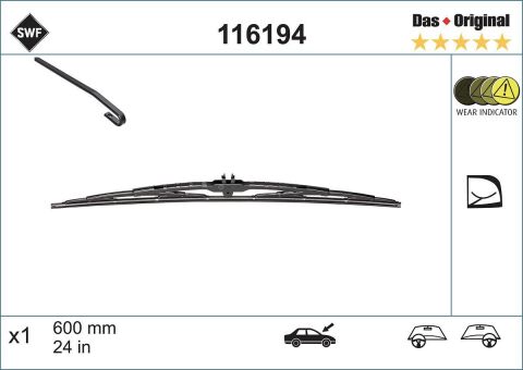 Стеклоочиститель SWF каркасный 600 мм. Стеклоочиститель SWF каркасный 600 мм.