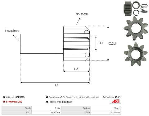 Шестерня бендикса стартера