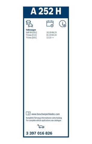 Щітка склоочисника 250 мм VW GOLF VIII (CD1, DA1) 1.0 TSI