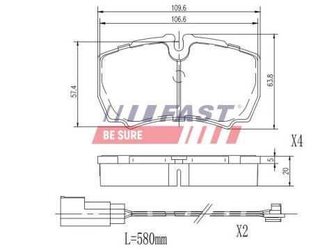Колодки гальмівні дискові задні FORD Transit 06-14