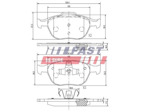 Колодки тормозные передние дисковые FORD Connect 02-13, Focus I 98-04 Колодки тормозные передние дисковые FORD Connect 02-13, Focus I 98-04