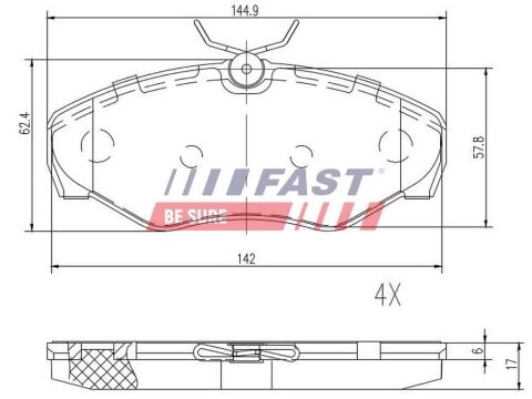 Колодки гальмівні дискові передні RENAULT Trafic 00-14; NISSAN Primastar 02-14; OPEL Vivaro 01-14