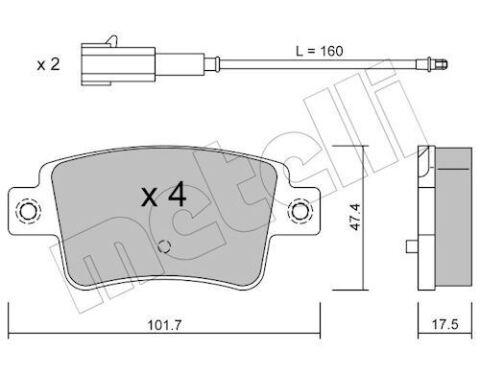 Колодки гальмівні (задні) Fiat Punto 08- (+датчик)