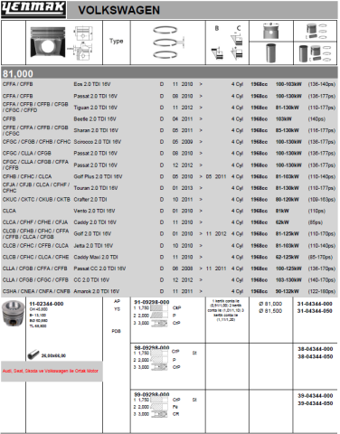 Поршень з кільцями і пальцем (розмір отв. 81.00/std) audi, vw 2,0tdi 10-(cktc,ckuc,ckub,cktb,cnfa-cnea-csha-cnfb-cnea-csha) дизель