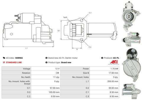 Стартер BMW 5 (G30/F90) 2.0i (B48/B46) 16- (12V/1.7kw) (z=11) Стартер BMW 5 (G30/F90) 2.0i (B48/B46) 16- (12V/1.7kw) (z=11)