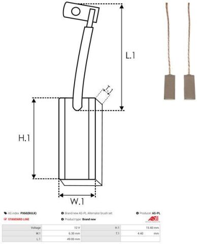 Щетки генератора BMW 3 (E46) 98-05 (6,3x4,4x15.4) Щетки генератора BMW 3 (E46) 98-05 (6,3x4,4x15.4)