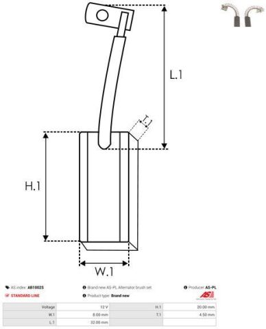 Щітки генератора (12V) (4.5x8x20) (вугільні)