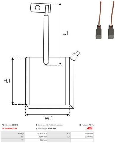 Щітки генератора (6/12/24V) (10x20.6x37) (вугільні)