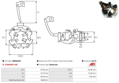 Щеткодержатель стартера Chrysler Gand Voyager/Jeep Cherokee/Wrangler 3.2/3.6 11-