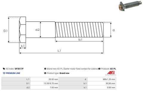 Клема втягуючого реле стартера (L=39.5mm) (PREMIUM LINE)