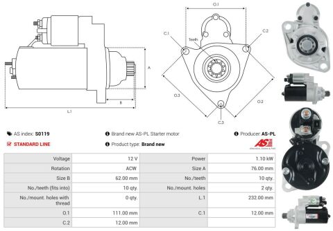 Стартер Audi A3/VW Golf/Sharan/Skoda Octavia/Seat Alhambra/Leon/Toledo 1.8 T-2.0 95-10 (1.1kw)(z=10) Стартер Audi A3/VW Golf/Sharan/Skoda Octavia/Seat Alhambra/Leon/Toledo 1.8 T-2.0 95-10 (1.1kw)(z=10)