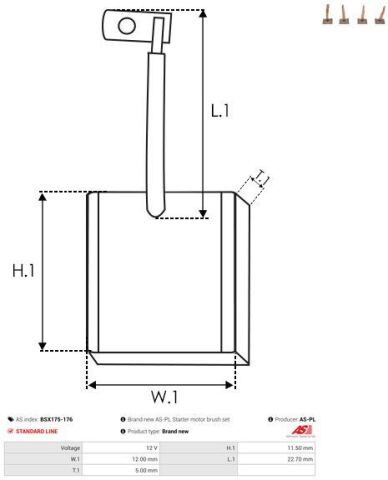 Щітки стартера VW Caddy 85-04/T4 90-03