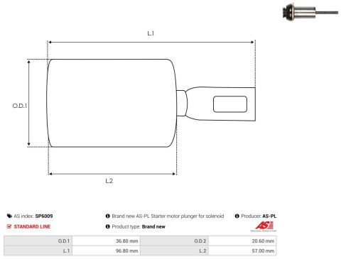 Ремкомплект втягуючого реле стартера (d=36.8mm/L=96.8mm) (плунжер)