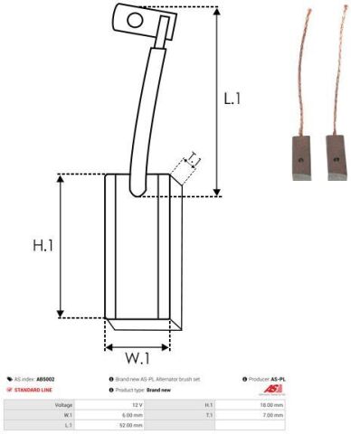 Щетки генератора (12V) (6x7x18) (угольные) Щетки генератора (12V) (6x7x18) (угольные)