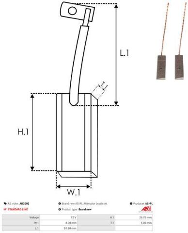 Щетки генератора (12V) (5x8x26.7) (угольные) Щетки генератора (12V) (5x8x26.7) (угольные)
