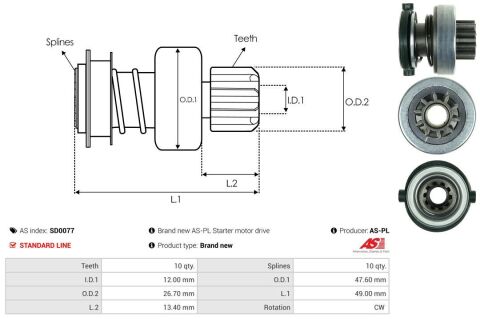 Бендикс стартера Ford Focus 1.4/1.6 98-20 (z=10)