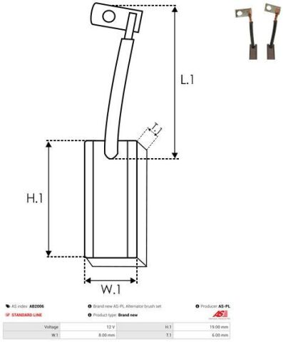 Щетки генератора (12V) (6x8x19) (угольные) Щетки генератора (12V) (6x8x19) (угольные)