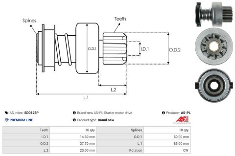 Бендикс стартера MAN TGL/TGM 05- (z=10) (PREMIUM LINE)