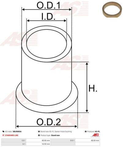 Втулка стартера Daf/Man/Volvo/Scania (40x48x10.5) Втулка стартера Daf/Man/Volvo/Scania (40x48x10.5)