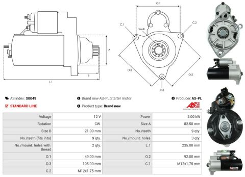 Стартер VW LT 2.5TDI 96-06 (2kw) (z=9) Стартер VW LT 2.5TDI 96-06 (2kw) (z=9)