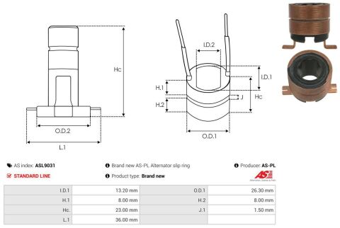 Кільце генератора (контактне) (26.3x13.2x8x8)