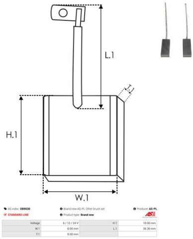 Щітки генератора (6/12/24V) (8x18x38.3) (вугільні)