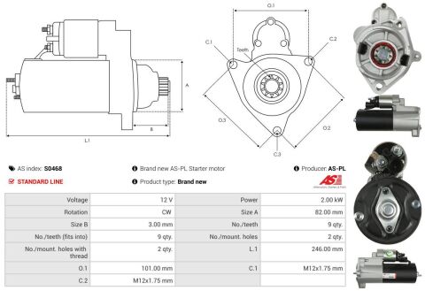 Стартер Audi A4/A6/Seat Exeo 2.0TDI 04-13 (12V/2kw) (z=9) Стартер Audi A4/A6/Seat Exeo 2.0TDI 04-13 (12V/2kw) (z=9)