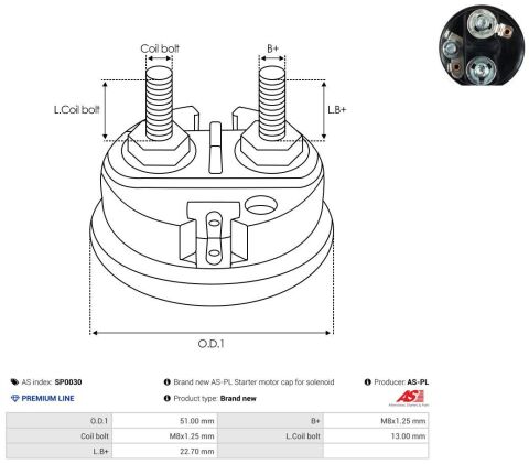 Кришка втягуючого реле стартера (d=51mm) Кришка втягуючого реле стартера (d=51mm)