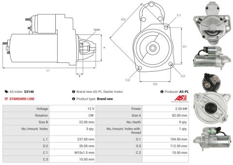 Стартер Chevrolet Captiva/cruze/Opel Antara 10- (12V/2.2kw) (z=9) Стартер Chevrolet Captiva/cruze/Opel Antara 10- (12V/2.2kw) (z=9)