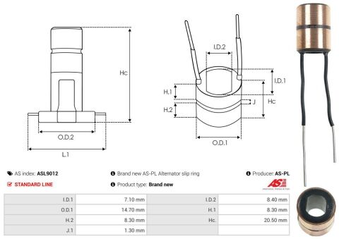 Кільце генератора (контактне) Opel Astra F/Vctra A/B 1.4-2.5 91-02 (14.7x7.1x8.4x8.3x8.3)