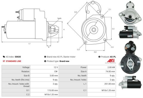 Стартер Toyota Avensis 2.0 D 97-03 (12V/2.0kw) (z=9) Стартер Toyota Avensis 2.0 D 97-03 (12V/2.0kw) (z=9)