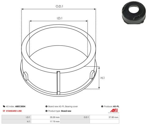 Втулка підшипника генератора Audi A4/A6/Passat B5 1.9TDI 00-05 (пластикова) (37.8x35x17.7) Втулка підшипника генератора Audi A4/A6/Passat B5 1.9TDI 00-05 (пластикова) (37.8x35x17.7)