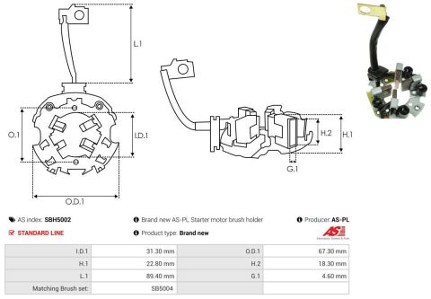 Щеткодержатель стартера Hyundai i10/i20/i30/ix20/Kia Rio 05-19