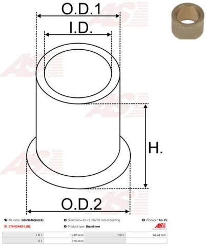 Втулка стартера VW LT/Crafter 28-55/T4 (10.08x14.04x9.9)
