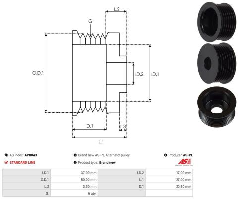 Шків генератора Opel Astra G 2.0 DI/2.2 DTI 98-05