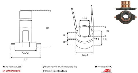 Кільце генератора (контактне) Fiat Ducato 2.0 82-94 (45.9x30x17x8.3x8.6)