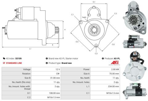 Стартер Nissan Pathfinder 2.5 dCi 05- (12V/2KW) (z=11)