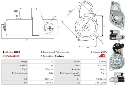 Стартер Jeep Cherokee 2.4 13-(12V/1.4KW) (z=10) Стартер Jeep Cherokee 2.4 13-(12V/1.4KW) (z=10)