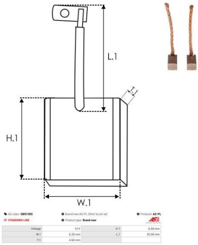 Щетки генератора (12V) (4.6x6.5x35) (угольные) Щетки генератора (12V) (4.6x6.5x35) (угольные)