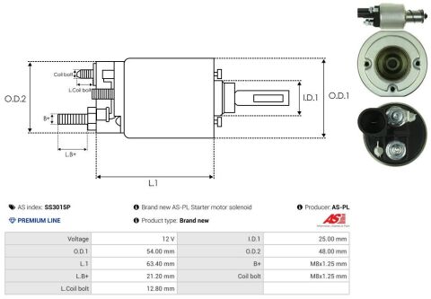 Реле стартера втягуюче (12V) VW Passat 1.6-2.0 TFSI/FSI 05-14 (PREMIUM LINE)