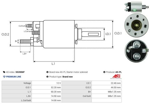 Реле стартера втягивающее (12V) Kia Pride 1.3 90-01/Mazda 121 1.1-1.3 87-96 (PREMIUM LINE)