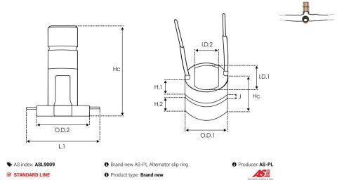 Кільце генератора (контактне) VW Golf III 1.9TDI 91-97 (14.8x7.3x8.8x9.6x9.6)