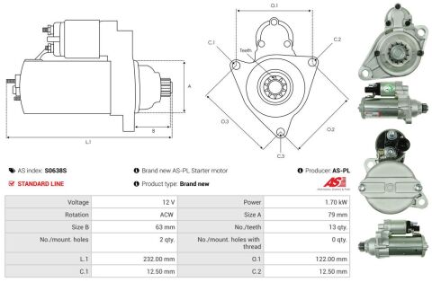 Стартер VW Caddy IV 1.4 TSI 15-20 (12V/1.7kw) (z=13) Стартер VW Caddy IV 1.4 TSI 15-20 (12V/1.7kw) (z=13)