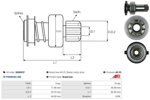 Бендикс стартера VW T4 2.0 90-03 (z=9) (PREMIUM LINE) Бендикс стартера VW T4 2.0 90-03 (z=9) (PREMIUM LINE)