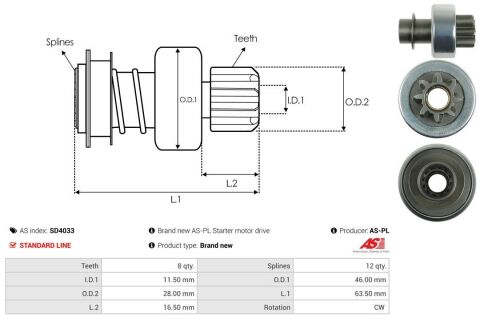 Бендикс стартера Honda Accord III 2.0 85-89 (z=8)