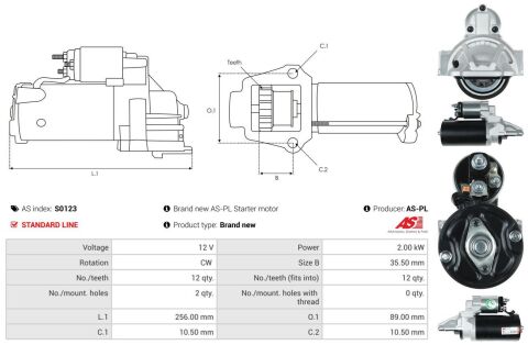 Стартер Ford Transit 2.2-2.4TDCi 06-/Land Rover Defender 07-17/Peugeot Boxer/Fiat Ducato 06-(2kw)
