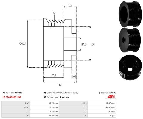 Шків генератора MB Atego 98-