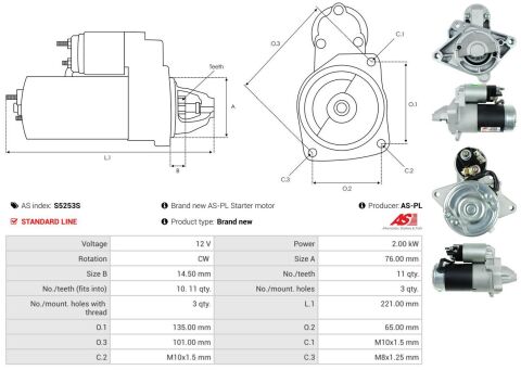 Стартер Renault Trafic 2.0CDTI 06-/Master 2.3CDTI 10- (2kw/12V) (z=11) Стартер Renault Trafic 2.0CDTI 06-/Master 2.3CDTI 10- (2kw/12V) (z=11)